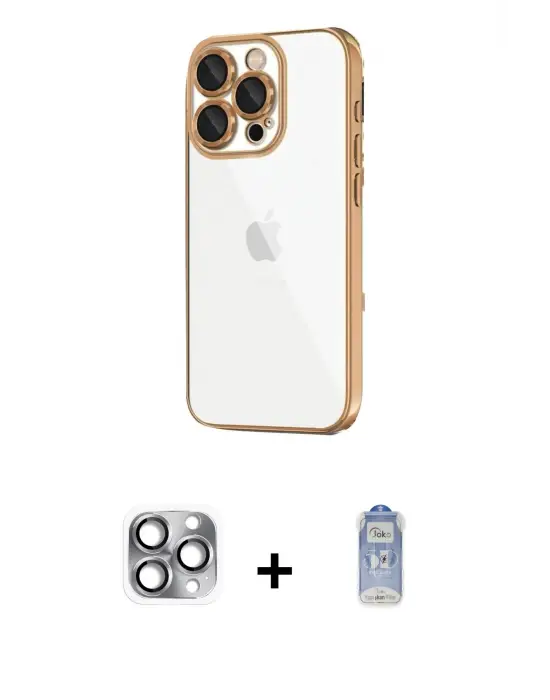 ieg™ iPhone 16 Pro Max Kılıf Vadi Minimal - Siyah Joko Magic 5D Cam + Pers Alüminyum Kamera Lens - GI
