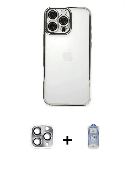 ieg™ iPhone 16 Pro Max Kılıf Vadi Minimal - Siyah Joko Magic 5D Cam + Pers Alüminyum Kamera Lens - GI