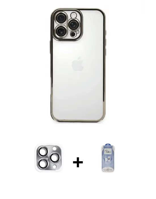 ieg™ iPhone 16 Pro Max Kılıf Vadi Minimal - Siyah Joko Magic 5D Cam + Pers Alüminyum Kamera Lens - GI