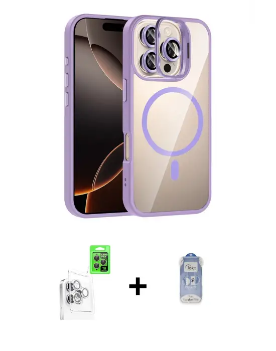 ieg™ iPhone 16 Pro Max Kılıf Yadigar Asil Koleksiyonu - Siyah Joko Magic 5D Cam + Raze Metal Kamera Lens - BZ