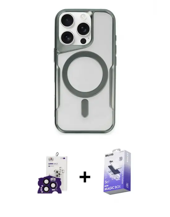 ieg™ iPhone 16 Pro Max Kılıf Yadigar Klasik Özel Seri - Siyah Bilvis 5in1 5D Magic Hayalet Cam Ekran Koruyucu + Bilvis Titan Kamera Lens - SH
