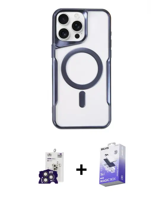 ieg™ iPhone 16 Pro Max Kılıf Yadigar Klasik Özel Seri - Siyah Bilvis 5in1 5D Magic Hayalet Cam Ekran Koruyucu + Bilvis Titan Kamera Lens - TMGI