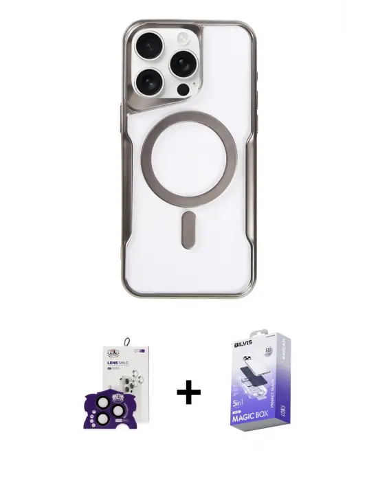 ieg™ iPhone 16 Pro Max Kılıf Yadigar Klasik Özel Seri - Siyah Bilvis 5in1 5D Magic Hayalet Cam Ekran Koruyucu + Bilvis Titan Kamera Lens - SH
