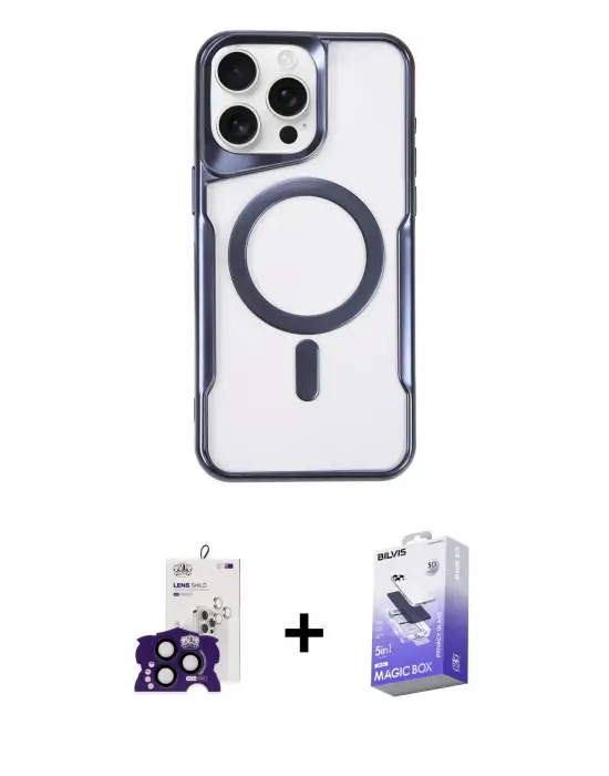 ieg™ iPhone 16 Pro Max Kılıf Yadigar Klasik Özel Seri - Siyah Bilvis 5in1 5D Magic Hayalet Cam Ekran Koruyucu + Bilvis Titan Kamera Lens - SH