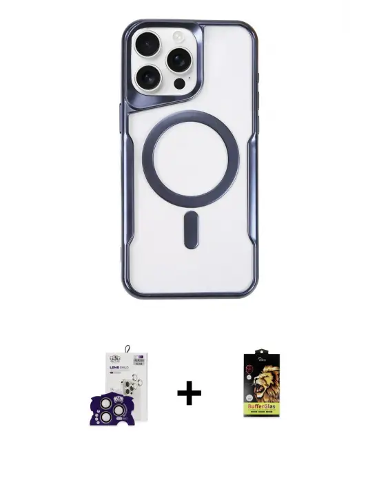 ieg™ iPhone 16 Pro Max Kılıf Yadigar Klasik Özel Seri - Siyah Buffer Cam Ekran Koruyucu + Bilvis Titan Kamera Lens - TMGI
