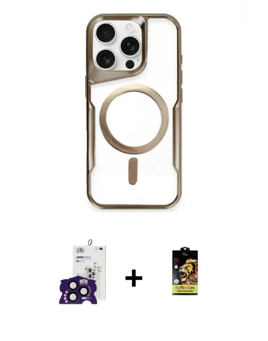 ieg™ iPhone 16 Pro Max Kılıf Yadigar Klasik Özel Seri - Siyah Buffer Cam Ekran Koruyucu + Bilvis Titan Kamera Lens - SH