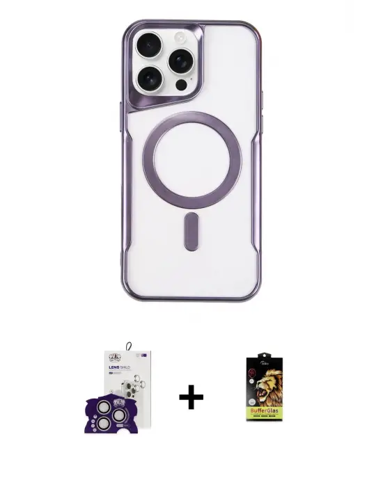 ieg™ iPhone 16 Pro Max Kılıf Yadigar Klasik Özel Seri - Siyah Buffer Cam Ekran Koruyucu + Bilvis Titan Kamera Lens - GS
