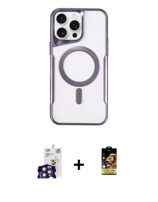 ieg™ iPhone 16 Pro Max Kılıf Yadigar Klasik Özel Seri - Siyah Buffer Cam Ekran Koruyucu + Bilvis Titan Kamera Lens - TMGI