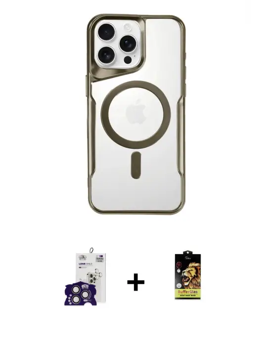 ieg™ iPhone 16 Pro Max Kılıf Yadigar Klasik Özel Seri - Siyah Buffer Cam Ekran Koruyucu + Bilvis Titan Kamera Lens - TMGI