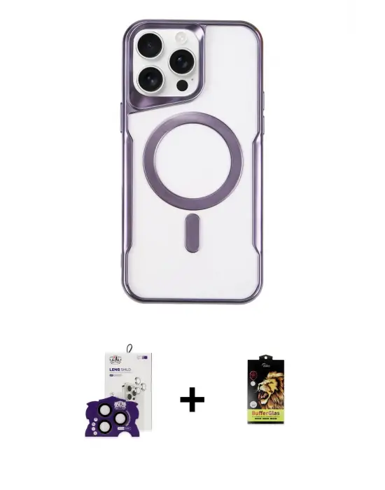 ieg™ iPhone 16 Pro Max Kılıf Yadigar Klasik Özel Seri - Siyah Buffer Cam Ekran Koruyucu + Bilvis Titan Kamera Lens - SH