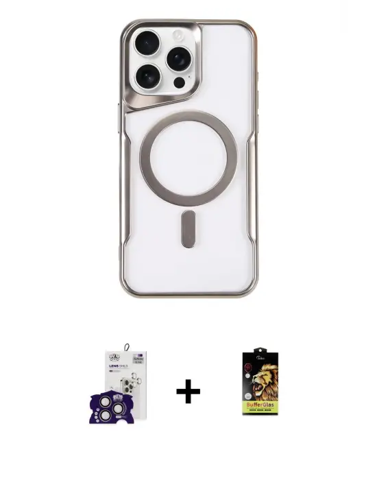 ieg™ iPhone 16 Pro Max Kılıf Yadigar Klasik Özel Seri - Siyah Buffer Cam Ekran Koruyucu + Bilvis Titan Kamera Lens - TMGI