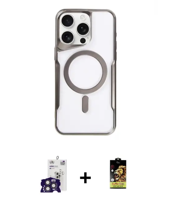 ieg™ iPhone 16 Pro Max Kılıf Yadigar Klasik Özel Seri - Siyah Buffer Cam Ekran Koruyucu + Bilvis Titan Kamera Lens - TMGI