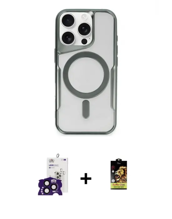 ieg™ iPhone 16 Pro Max Kılıf Yadigar Klasik Özel Seri - Siyah Buffer Cam Ekran Koruyucu + Bilvis Titan Kamera Lens - SH