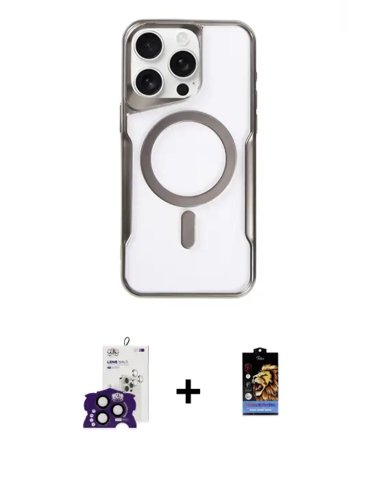 ieg™ iPhone 16 Pro Max Kılıf Yadigar Klasik Özel Seri - Siyah Buffer Hayalet Cam Ekran Koruyucu + Bilvis Titan Kamera Lens - SH