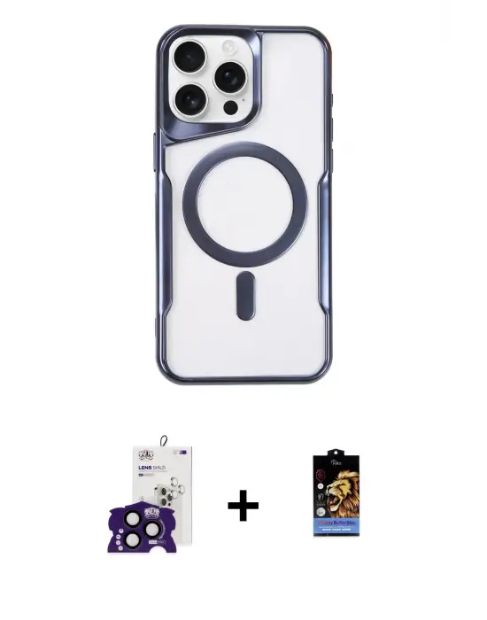 ieg™ iPhone 16 Pro Max Kılıf Yadigar Klasik Özel Seri - Siyah Buffer Hayalet Cam Ekran Koruyucu + Bilvis Titan Kamera Lens - SH
