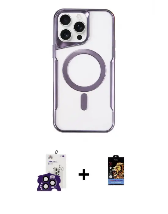 ieg™ iPhone 16 Pro Max Kılıf Yadigar Klasik Özel Seri - Siyah Buffer Hayalet Cam Ekran Koruyucu + Bilvis Titan Kamera Lens - SH