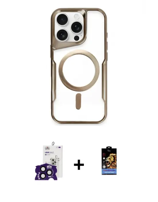 ieg™ iPhone 16 Pro Max Kılıf Yadigar Klasik Özel Seri - Siyah Buffer Hayalet Cam Ekran Koruyucu + Bilvis Titan Kamera Lens - SH