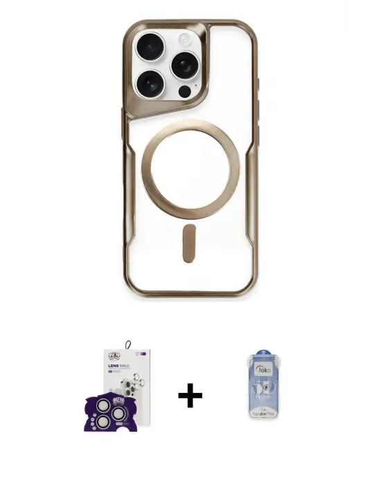ieg™ iPhone 16 Pro Max Kılıf Yadigar Klasik Özel Seri - Siyah Joko Magic 5D Cam + Bilvis Titan Kamera Lens - GS