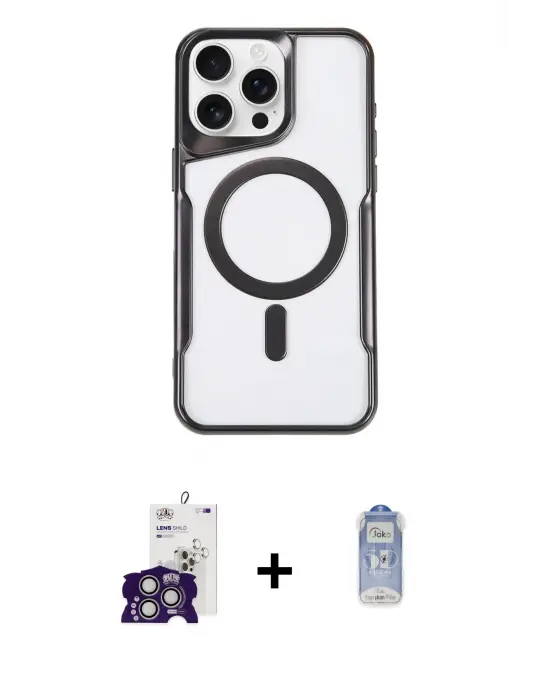 ieg™ iPhone 16 Pro Max Kılıf Yadigar Klasik Özel Seri - Siyah Joko Magic 5D Cam + Bilvis Titan Kamera Lens - GS