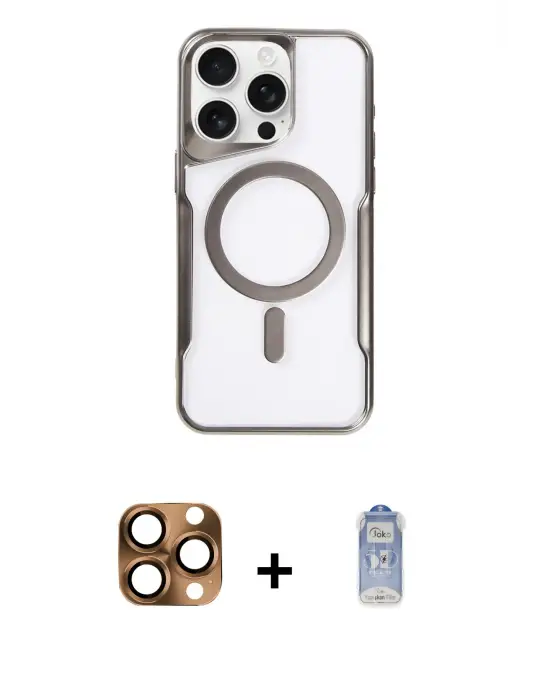 ieg™ iPhone 16 Pro Max Kılıf Yadigar Klasik Özel Seri - Siyah Joko Magic 5D Cam + Pers Alüminyum Kamera Lens - CLTM