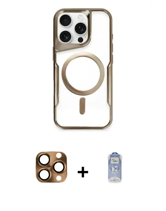ieg™ iPhone 16 Pro Max Kılıf Yadigar Klasik Özel Seri - Siyah Joko Magic 5D Cam + Pers Alüminyum Kamera Lens - CLTM
