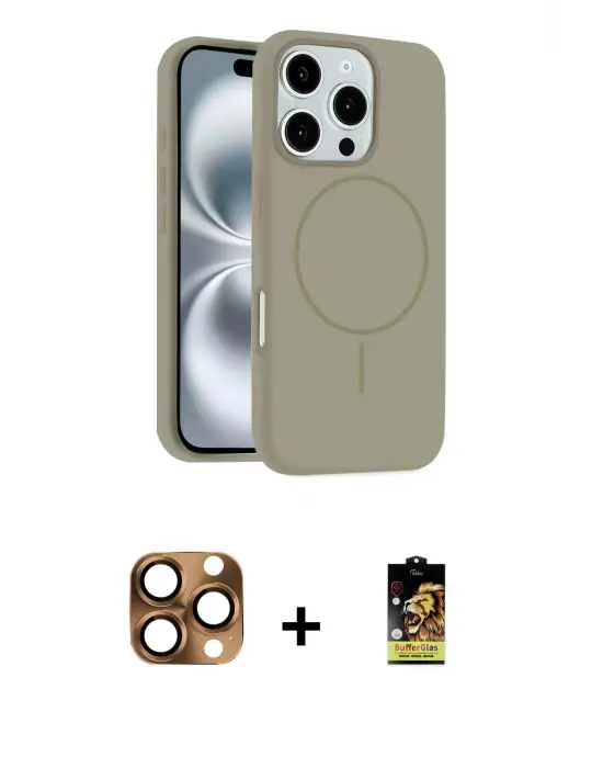 ieg™ iPhone 16 Pro Max Kılıf Yankı Form Serisi - Siyah Buffer Cam Ekran Koruyucu + Pers Alüminyum Kamera Lens - CLTM