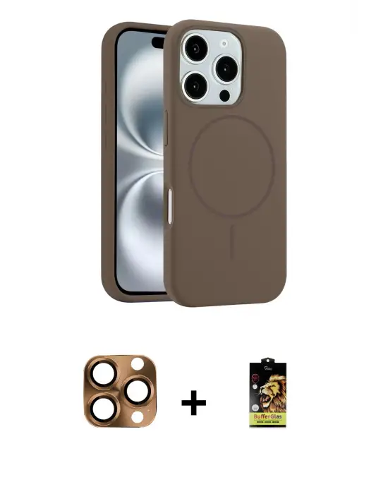 ieg™ iPhone 16 Pro Max Kılıf Yankı Form Serisi - Siyah Buffer Cam Ekran Koruyucu + Pers Alüminyum Kamera Lens - CLTM