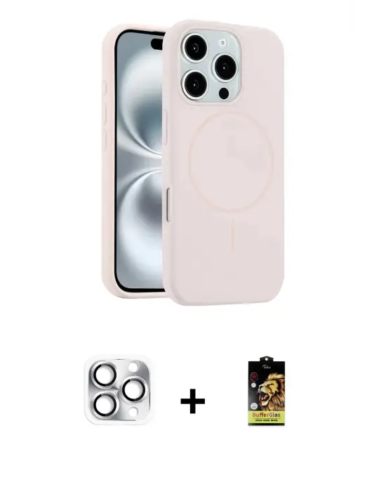 ieg™ iPhone 16 Pro Max Kılıf Yankı Form Serisi - Siyah Buffer Cam Ekran Koruyucu + Pers Alüminyum Kamera Lens - GS
