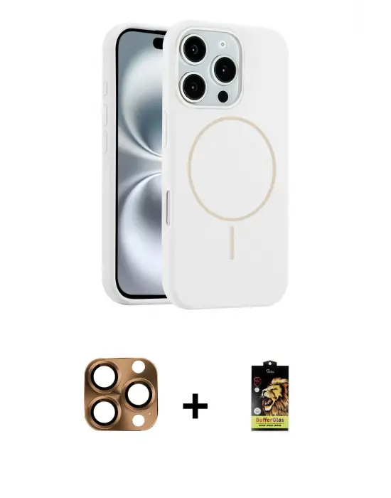ieg™ iPhone 16 Pro Max Kılıf Yankı Form Serisi - Siyah Buffer Cam Ekran Koruyucu + Pers Alüminyum Kamera Lens - CLTM