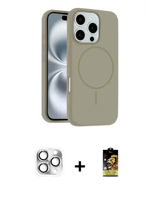 ieg™ iPhone 16 Pro Max Kılıf Yankı Form Serisi - Siyah Buffer Cam Ekran Koruyucu + Pers Alüminyum Kamera Lens - GS