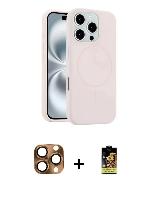 ieg™ iPhone 16 Pro Max Kılıf Yankı Form Serisi - Siyah Buffer Cam Ekran Koruyucu + Pers Alüminyum Kamera Lens - CLTM