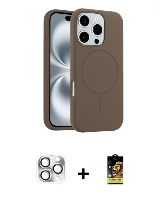 ieg™ iPhone 16 Pro Max Kılıf Yankı Form Serisi - Siyah Buffer Cam Ekran Koruyucu + Pers Alüminyum Kamera Lens - GS