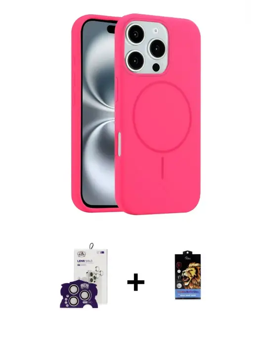 ieg™ iPhone 16 Pro Max Kılıf Yankı Form Serisi - Siyah Buffer Hayalet Cam Ekran Koruyucu + Bilvis Titan Kamera Lens - GS