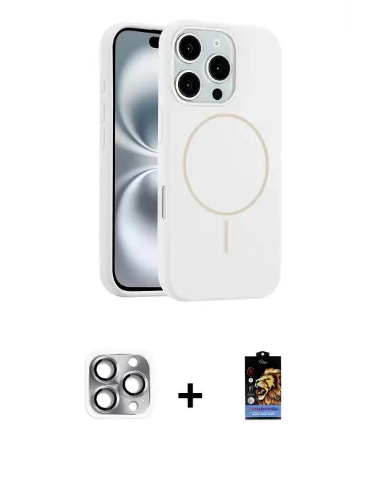 ieg™ iPhone 16 Pro Max Kılıf Yankı Form Serisi - Siyah Buffer Hayalet Cam Ekran Koruyucu + Pers Alüminyum Kamera Lens - GI