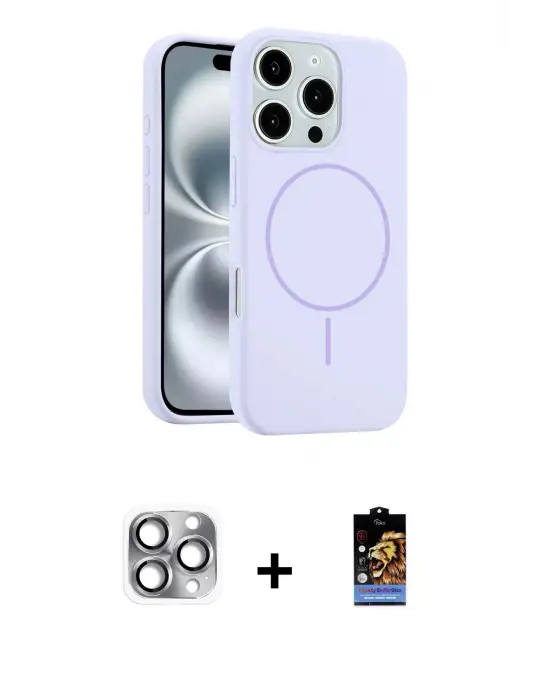 ieg™ iPhone 16 Pro Max Kılıf Yankı Form Serisi - Siyah Buffer Hayalet Cam Ekran Koruyucu + Pers Alüminyum Kamera Lens - GI