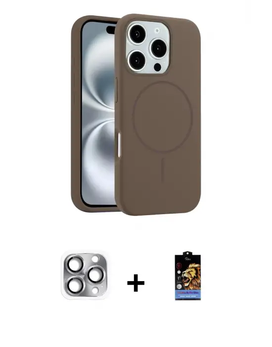 ieg™ iPhone 16 Pro Max Kılıf Yankı Form Serisi - Siyah Buffer Hayalet Cam Ekran Koruyucu + Pers Alüminyum Kamera Lens - GI