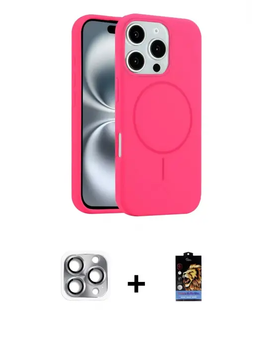 ieg™ iPhone 16 Pro Max Kılıf Yankı Form Serisi - Siyah Buffer Hayalet Cam Ekran Koruyucu + Pers Alüminyum Kamera Lens - GI