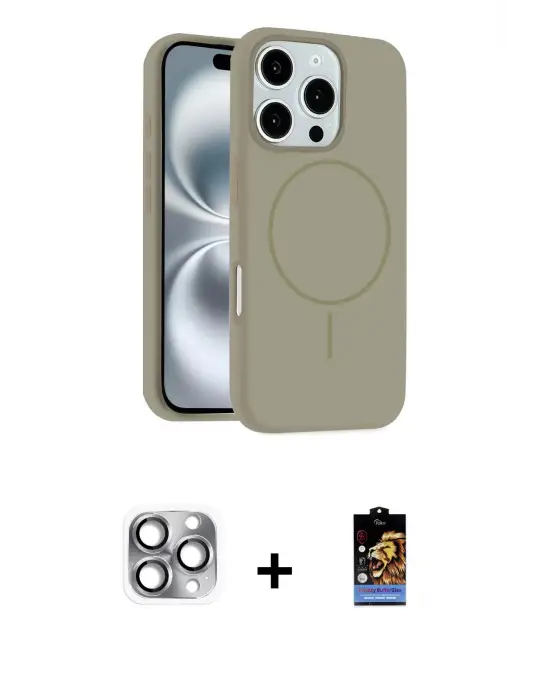 ieg™ iPhone 16 Pro Max Kılıf Yankı Form Serisi - Siyah Buffer Hayalet Cam Ekran Koruyucu + Pers Alüminyum Kamera Lens - GI
