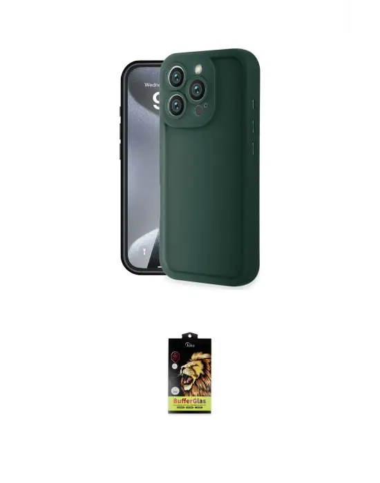 ieg™ iPhone 16 Pro Max Kılıf Yankı Yansıma Özel Seri - Siyah Buffer Cam Ekran Koruyucu