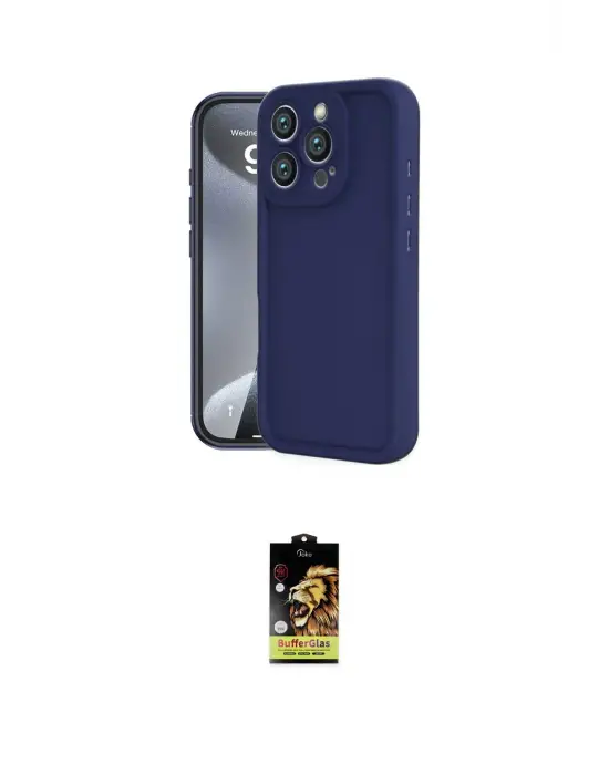 ieg™ iPhone 16 Pro Max Kılıf Yankı Yansıma Özel Seri - Siyah Buffer Cam Ekran Koruyucu