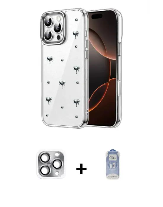 ieg™ iPhone 16 Pro Max Kılıf Yörünge Form - Siyah Joko Magic 5D Cam + Pers Alüminyum Kamera Lens - GI