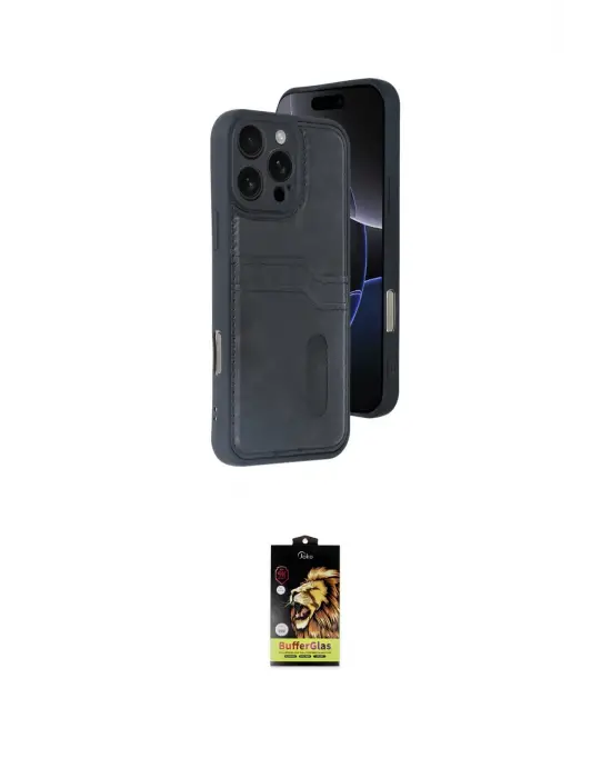 ieg™ iPhone 16 Pro Max Kılıf Yörünge Işık Serisi - Siyah Buffer Cam Ekran Koruyucu