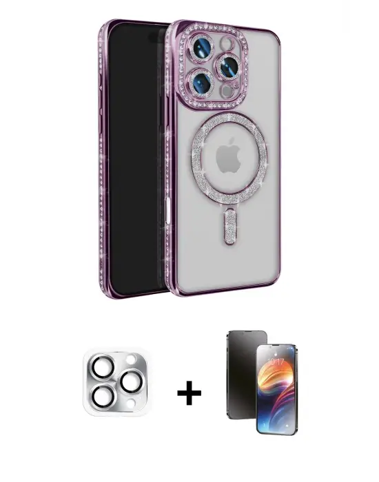 ieg™ iPhone 16 Pro Max Kılıf Zirve Doku Prime - Siyah 3D Antistatik Mat Seramik Nano Ekran Koruyucu + Pers Alüminyum Kamera Lens - GS
