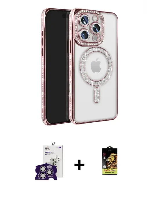 ieg™ iPhone 16 Pro Max Kılıf Zirve Doku Prime - Siyah Buffer Cam Ekran Koruyucu + Bilvis Titan Kamera Lens - GS