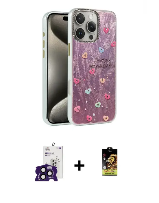 ieg™ iPhone 16 Pro Max Kılıf Zirve Modern Prime - Siyah Buffer Cam Ekran Koruyucu + Bilvis Titan Kamera Lens - SH