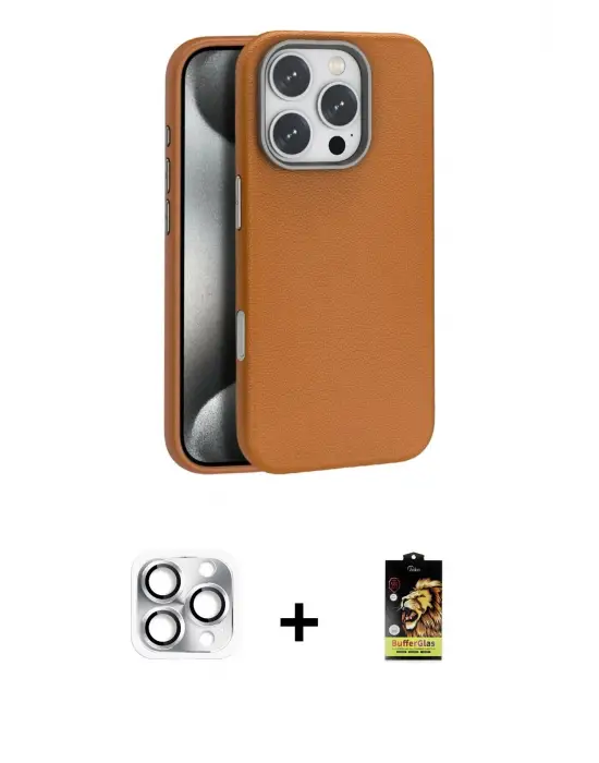 ieg™ iPhone 16 Pro Max Kılıf Zirve Modern Prime - Siyah Buffer Cam Ekran Koruyucu + Pers Alüminyum Kamera Lens - GS