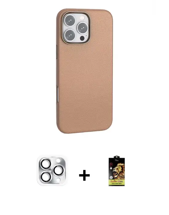 ieg™ iPhone 16 Pro Max Kılıf Zirve Modern Prime - Siyah Buffer Cam Ekran Koruyucu + Pers Alüminyum Kamera Lens - GS