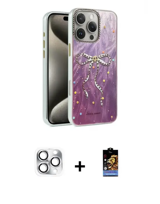 ieg™ iPhone 16 Pro Max Kılıf Zirve Modern Prime - Siyah Buffer Hayalet Cam Ekran Koruyucu + Pers Alüminyum Kamera Lens - GS