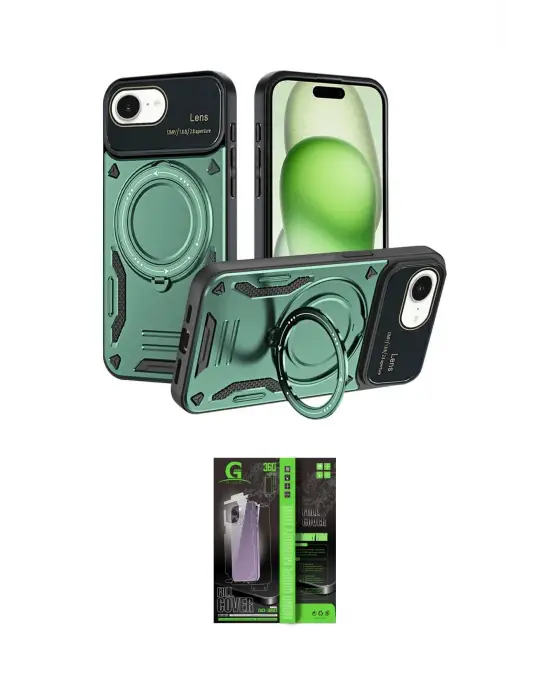 ieg™ iPhone 16E Kılıf Kıvılcım Modern Serisi - Şeffaf 360 Full Body Arka Koruyucu