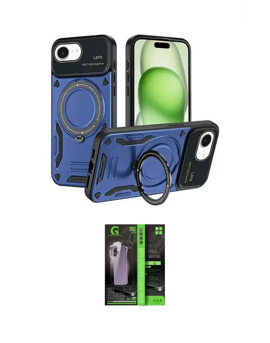 ieg™ iPhone 16E Kılıf Kıvılcım Modern Serisi - Şeffaf 360 Full Body Arka Koruyucu